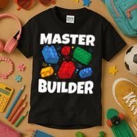 Blocks Brick Master Builder Kids T-Shirt thumb 3