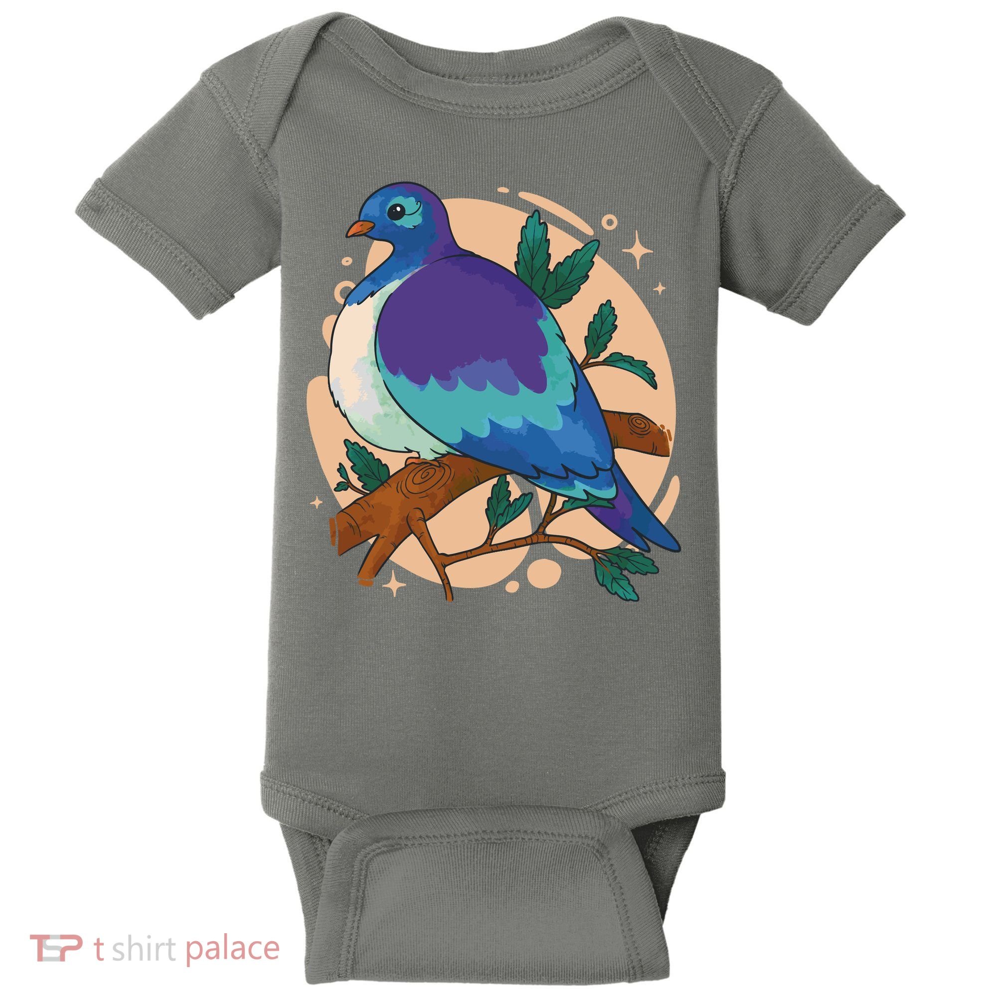 Blue Bird Nature Art Baby Bodysuit