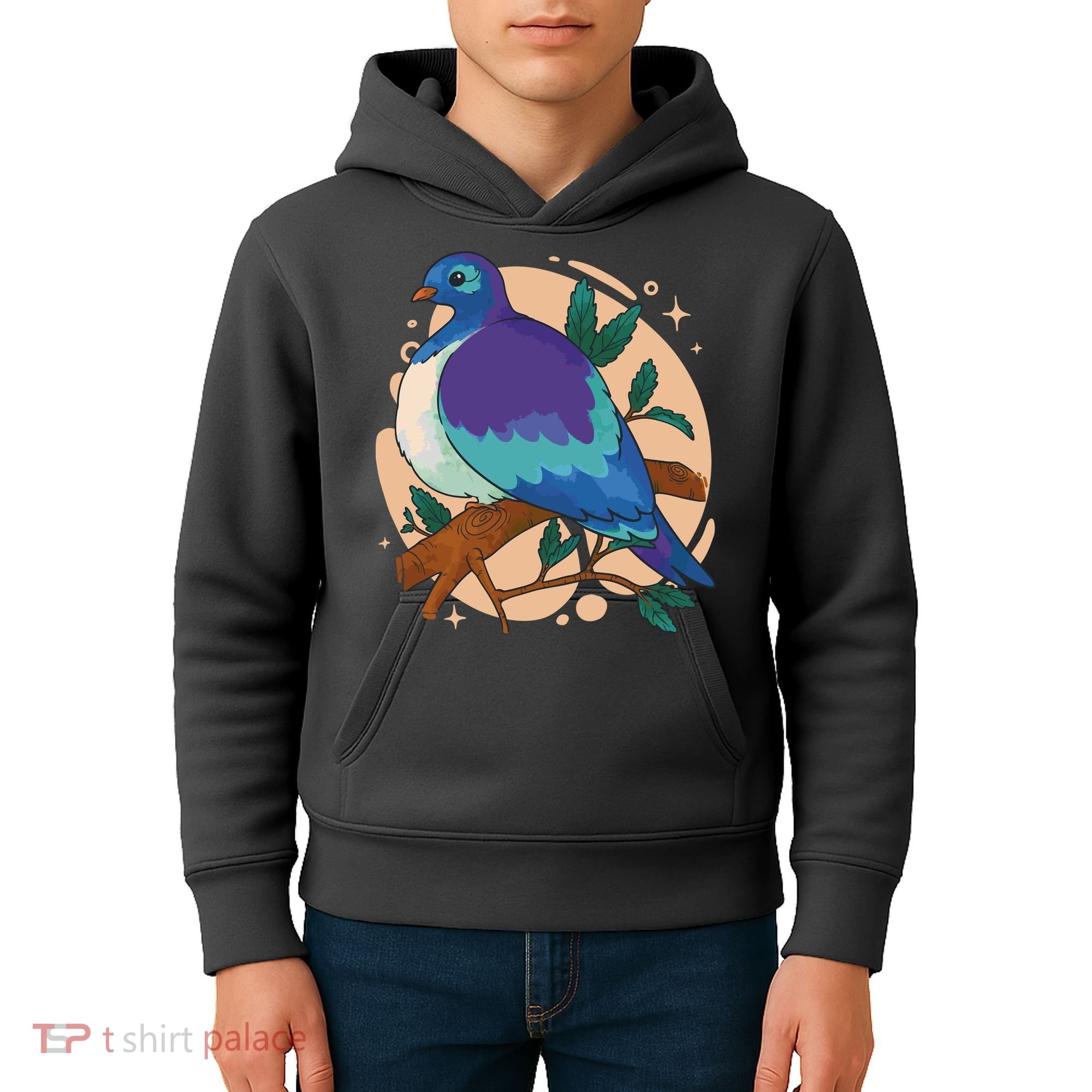 Blue Bird Nature Art Kids Hoodie