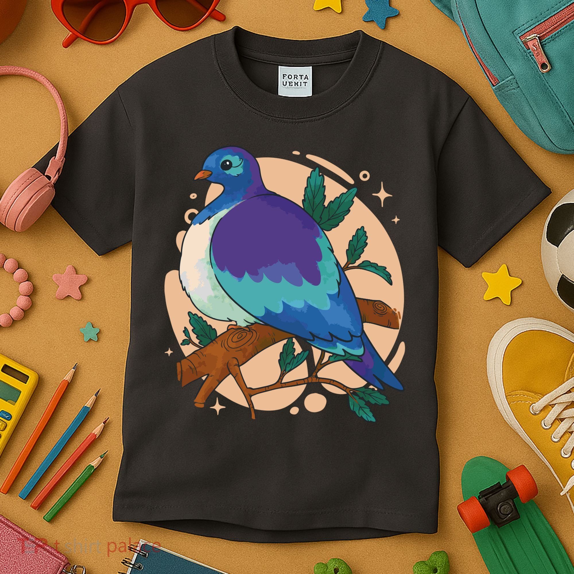 Blue Bird Nature Art Kids T-Shirt