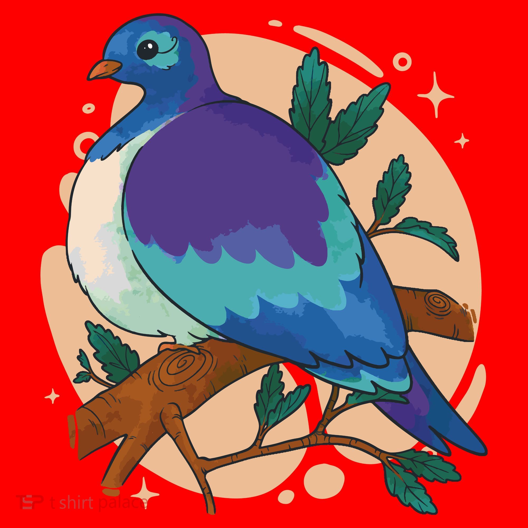 Blue Bird Nature Art Santa Hat