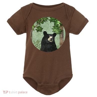 Black Bear Nature Baby Bodysuit