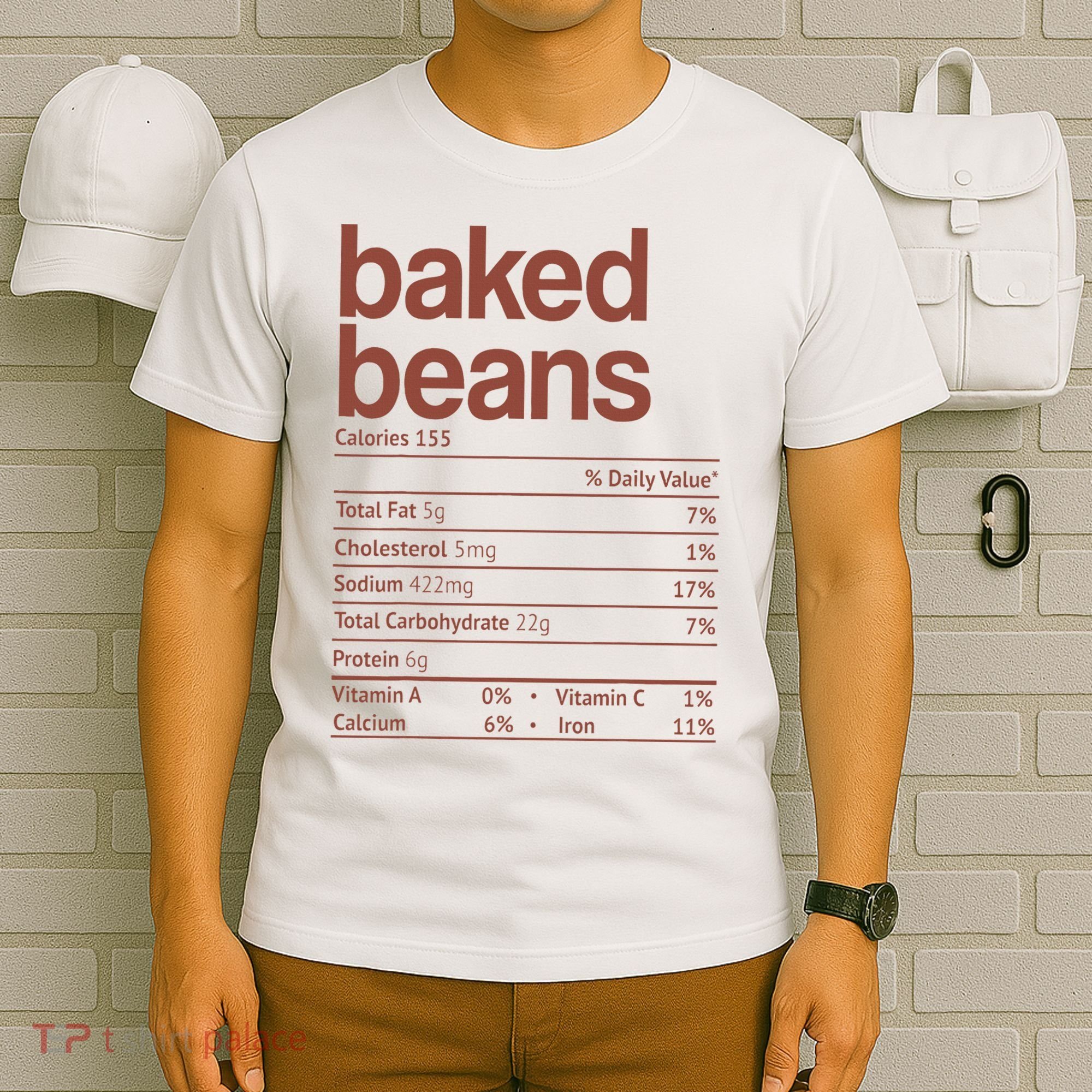 Baked Beans Nutrition Fact Funny Thanksgiving Christmas  T-Shirt