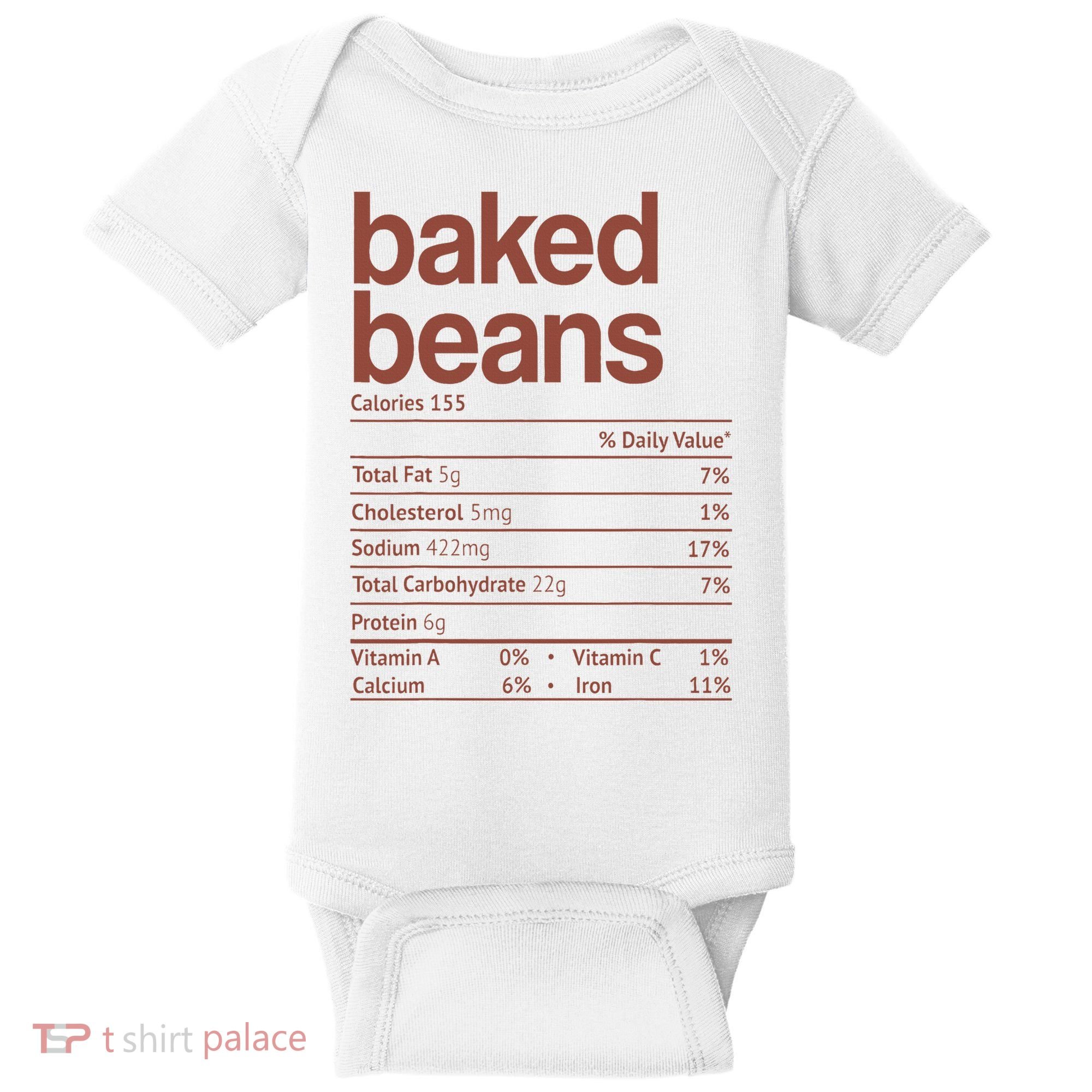 Baked Beans Nutrition Fact Funny Thanksgiving Christmas  Baby Bodysuit