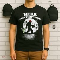 Bigfoot Bass Night Fishing! Here Fishy Bassquatch Sasquatch T-Shirt thumb 6