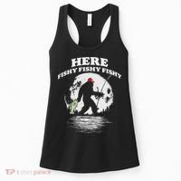 Bigfoot Bass Night Fishing! Here Fishy Bassquatch Sasquatch Women's Tank Top thumb 0
