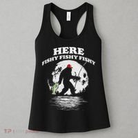 Bigfoot Bass Night Fishing! Here Fishy Bassquatch Sasquatch Women's Tank Top thumb 3