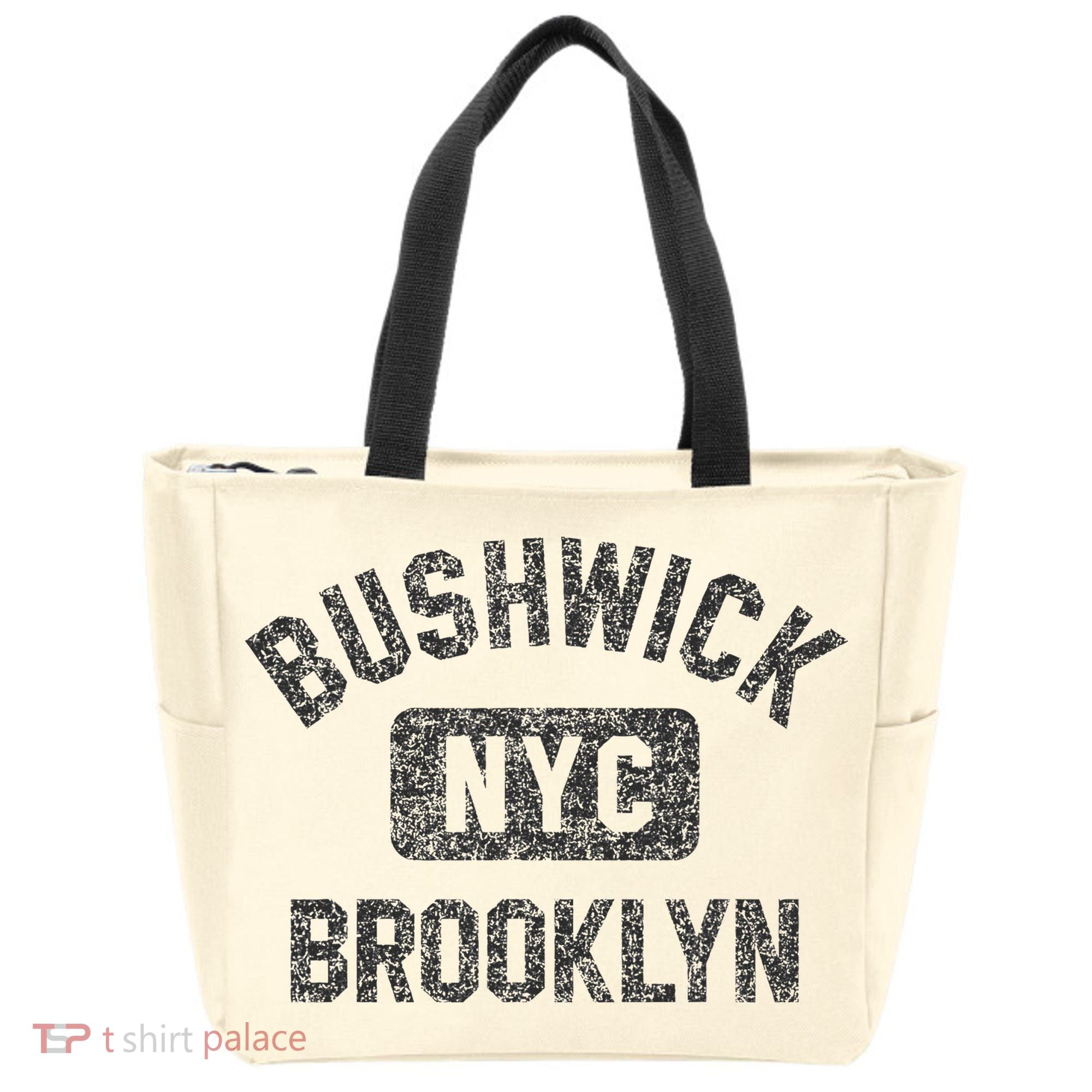 Bushwick Brooklyn Nyc Gym Style Black W Distress Black Print Tote Bag