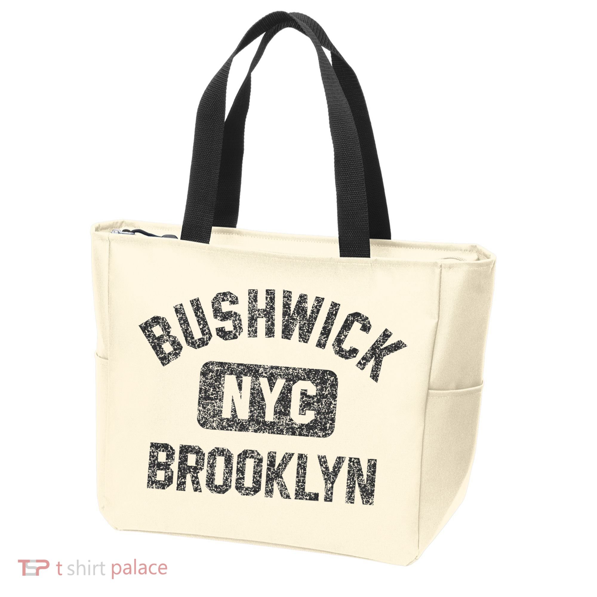 Bushwick Brooklyn Nyc Gym Style Black W Distress Black Print Tote Bag