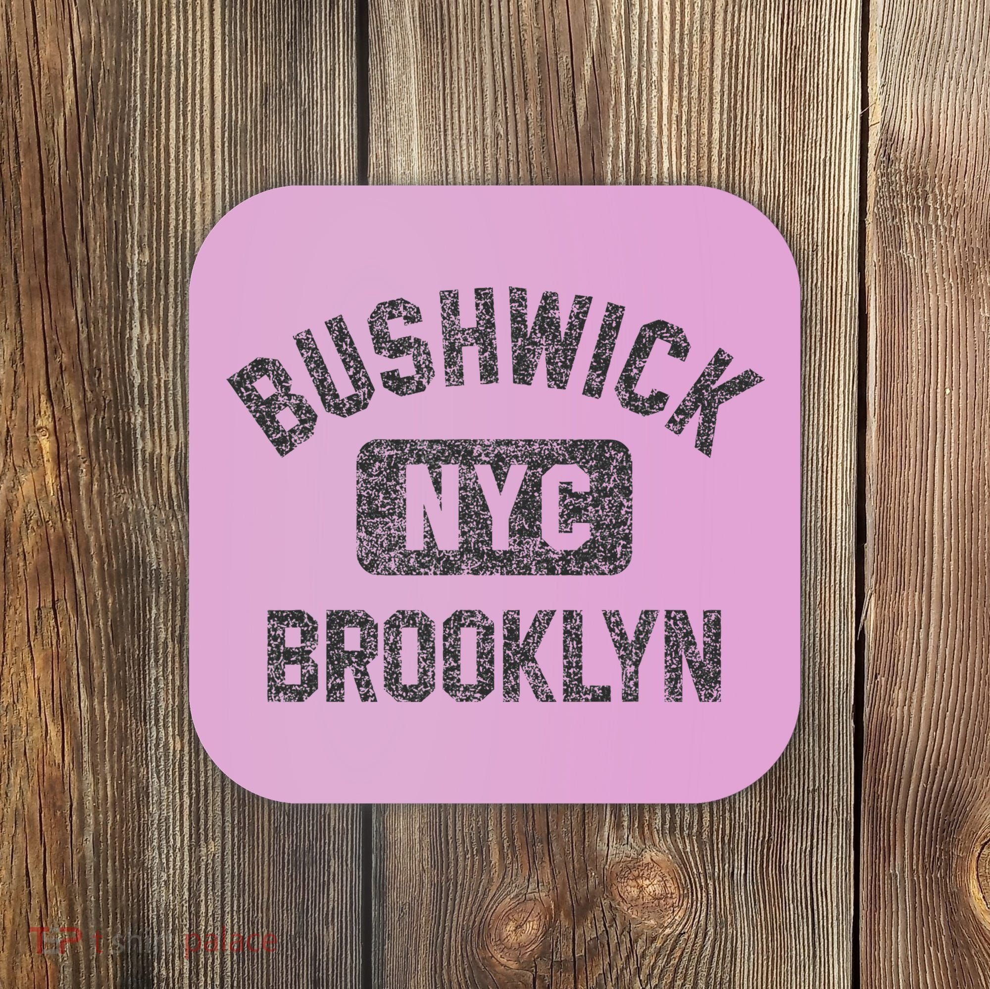 Bushwick Brooklyn Nyc Gym Style Black W Distress Black Print Coaster