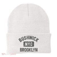 Bushwick Brooklyn Nyc Gym Style Black W Distress Black Print Beanie thumb 0