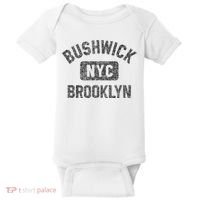 Bushwick Brooklyn Nyc Gym Style Black W Distress Black Print Baby Bodysuit thumb 0