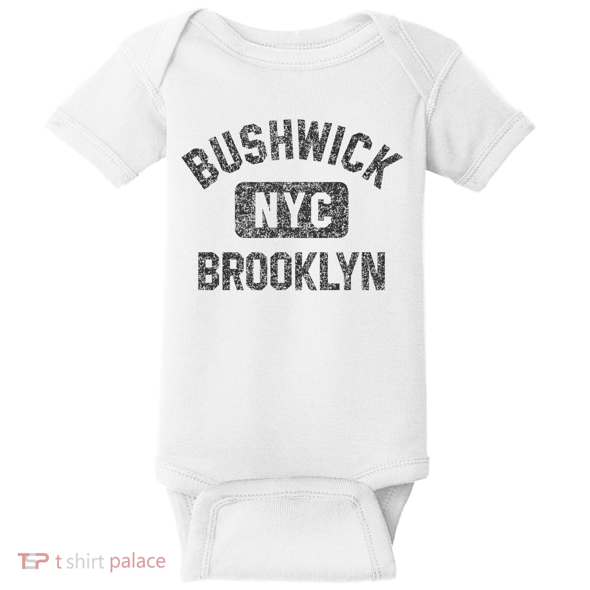 Bushwick Brooklyn Nyc Gym Style Black W Distress Black Print Baby Bodysuit