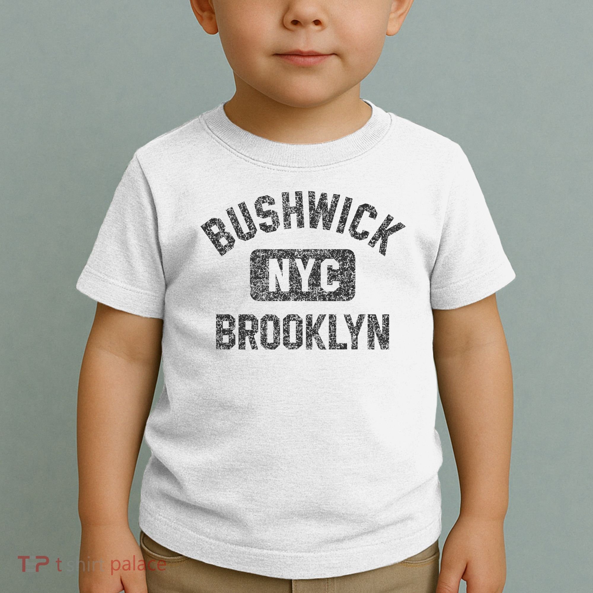 Bushwick Brooklyn Nyc Gym Style Black W Distress Black Print Toddler T-Shirt