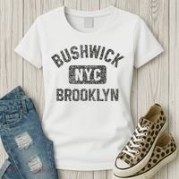 Bushwick Brooklyn Nyc Gym Style Black W Distress Black Print Women's T-Shirt thumb 3