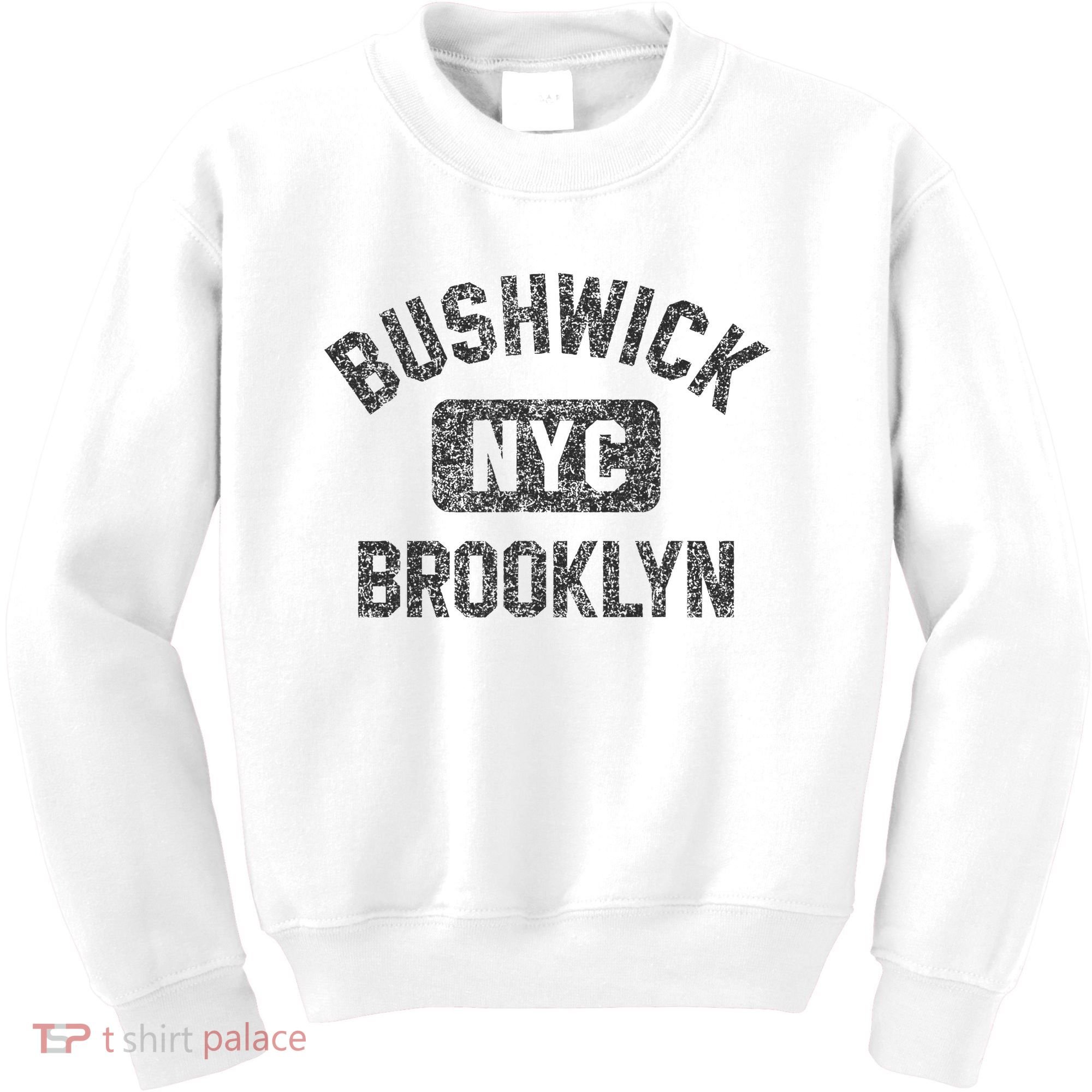 Bushwick Brooklyn Nyc Gym Style Black W Distress Black Print Kids Sweatshirt