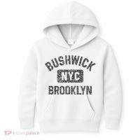 Bushwick Brooklyn Nyc Gym Style Black W Distress Black Print Kids Hoodie thumb 0