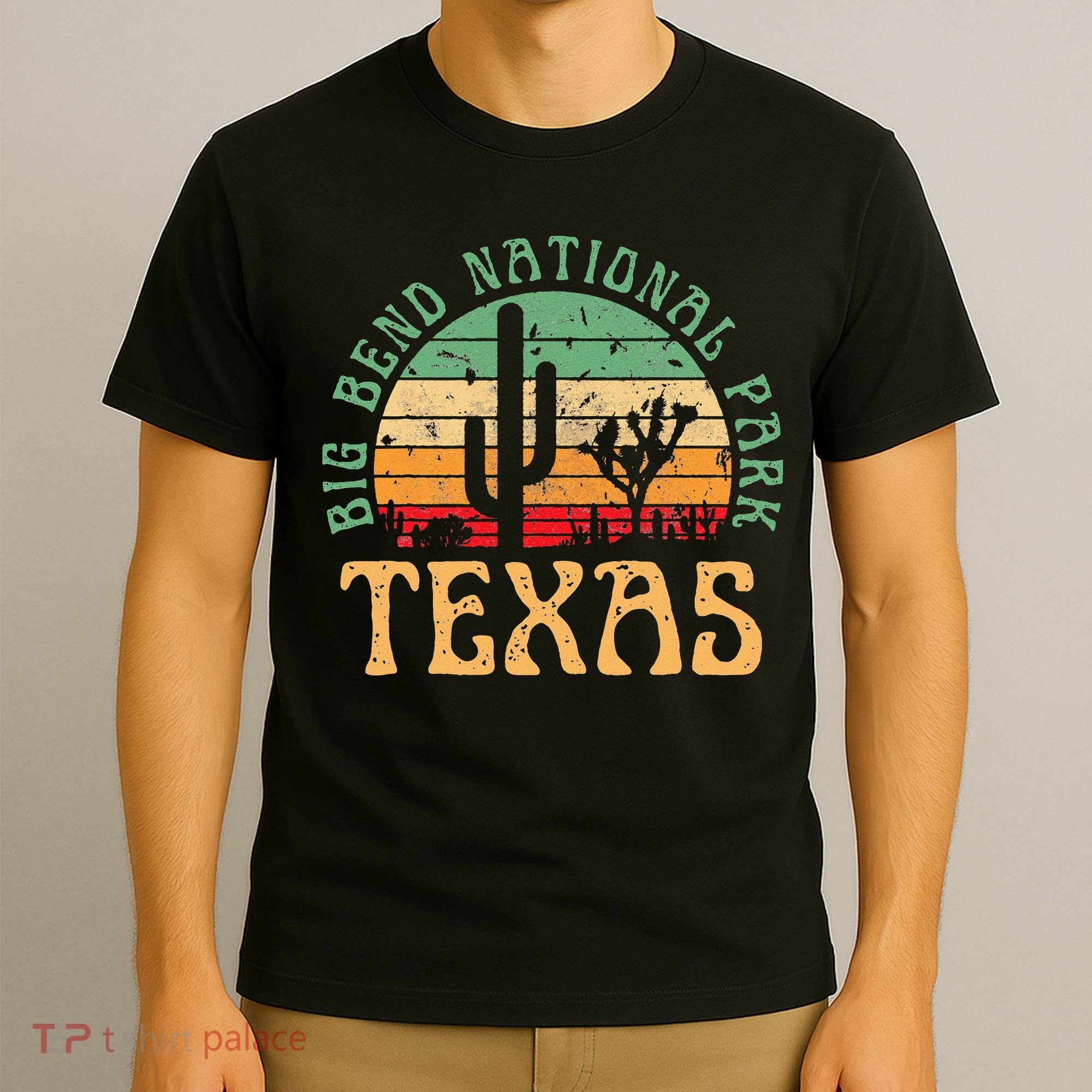 Big Bend National Park Texas Desert Hiking Retro Sunset T-Shirt