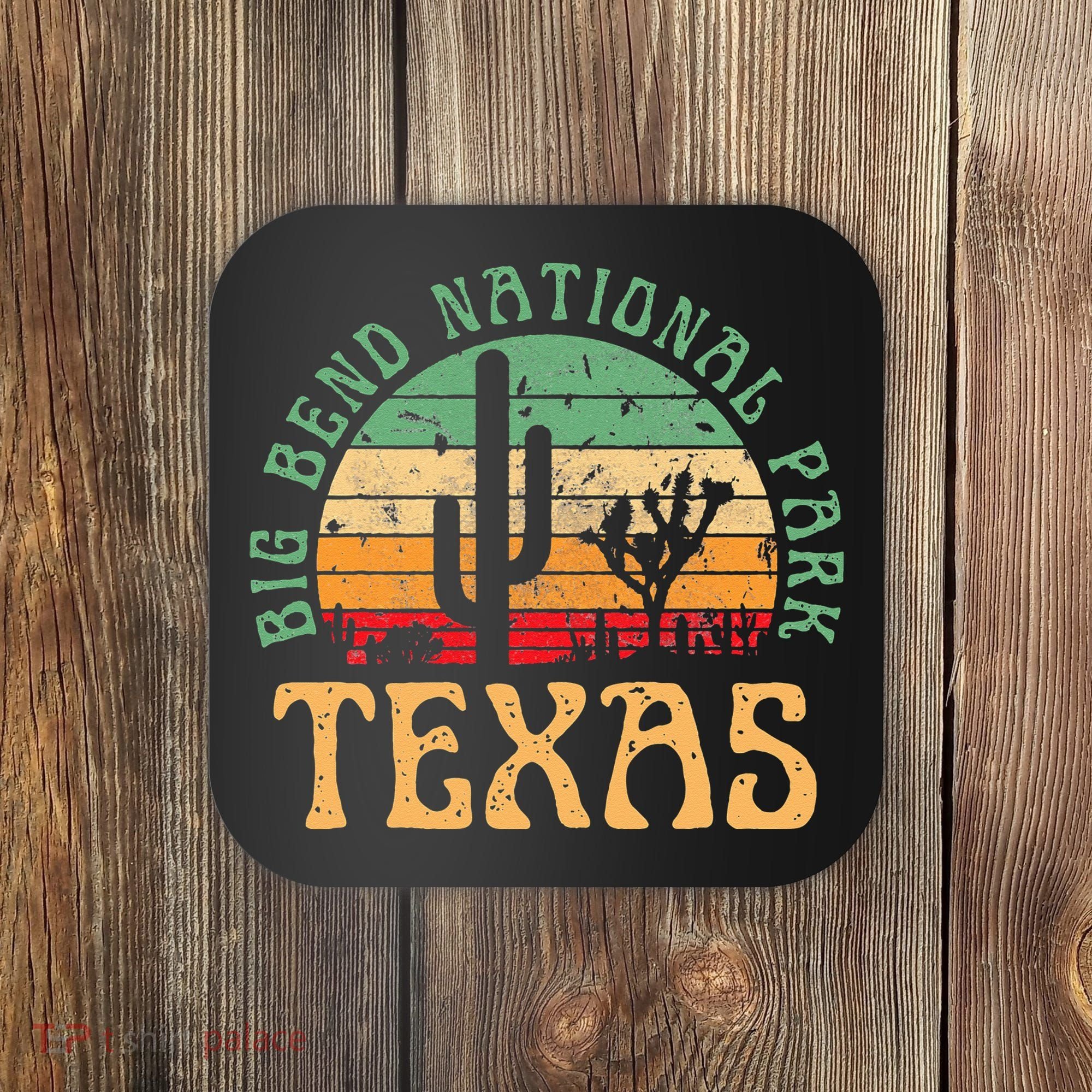 Big Bend National Park Texas Desert Hiking Retro Sunset Coaster