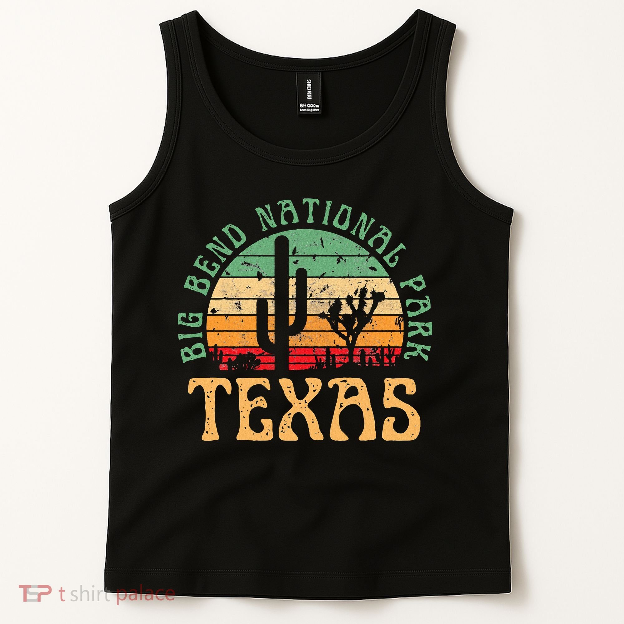 Big Bend National Park Texas Desert Hiking Retro Sunset Tank Top
