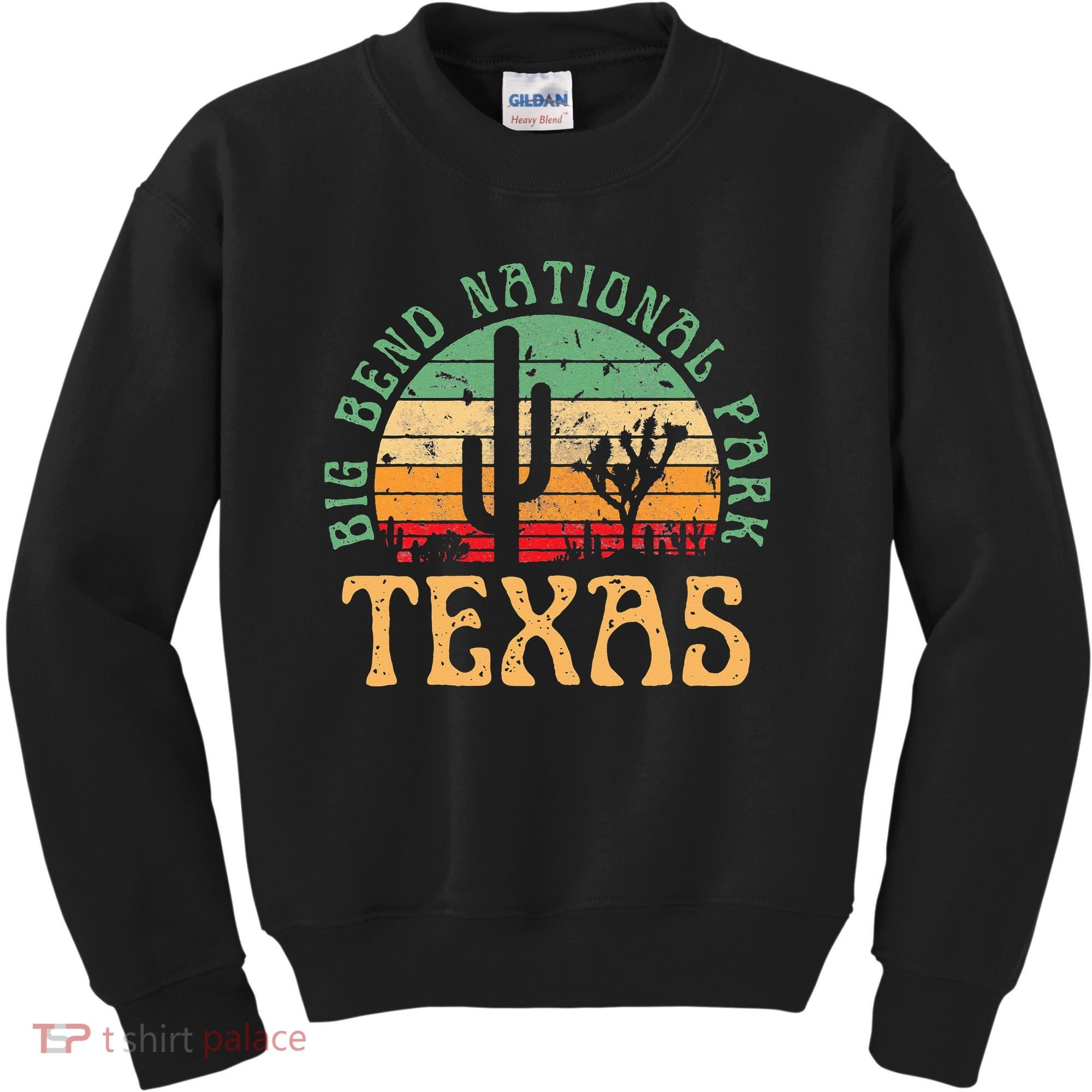 Big Bend National Park Texas Desert Hiking Retro Sunset Kids Sweatshirt