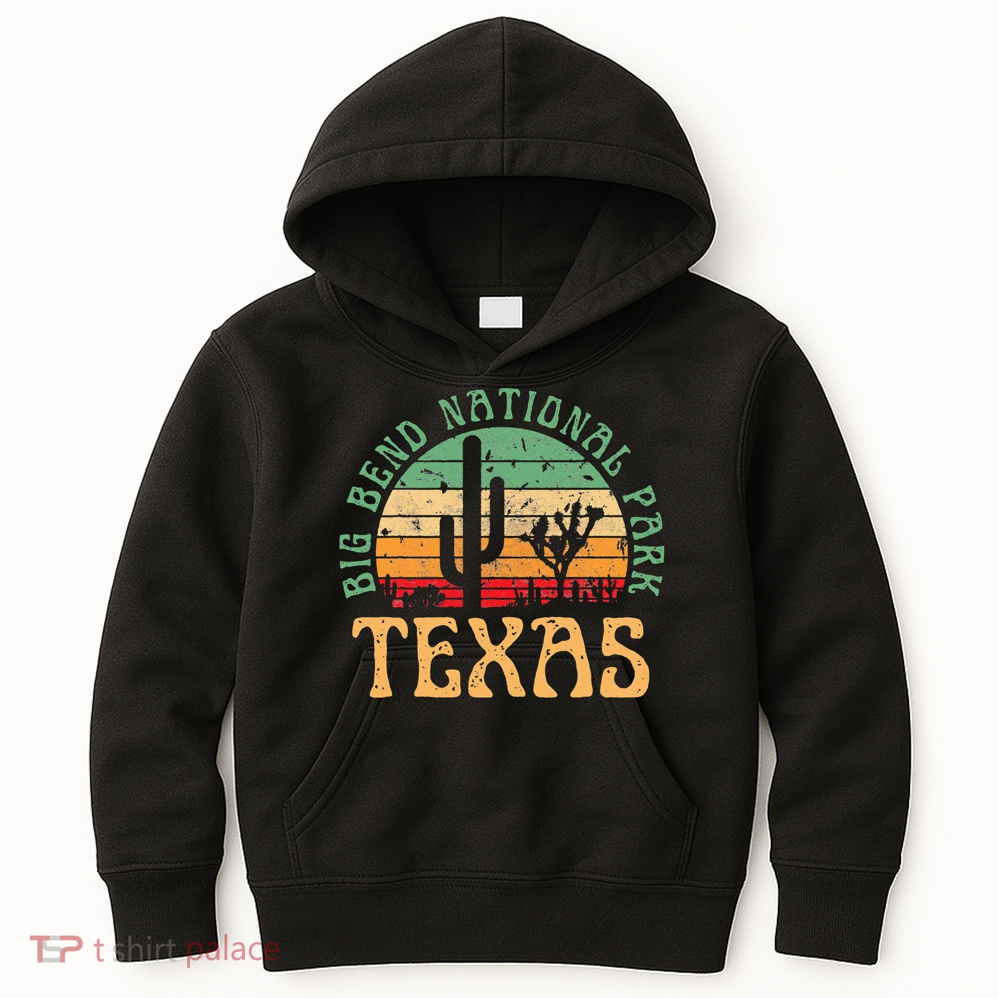 Big Bend National Park Texas Desert Hiking Retro Sunset Kids Hoodie