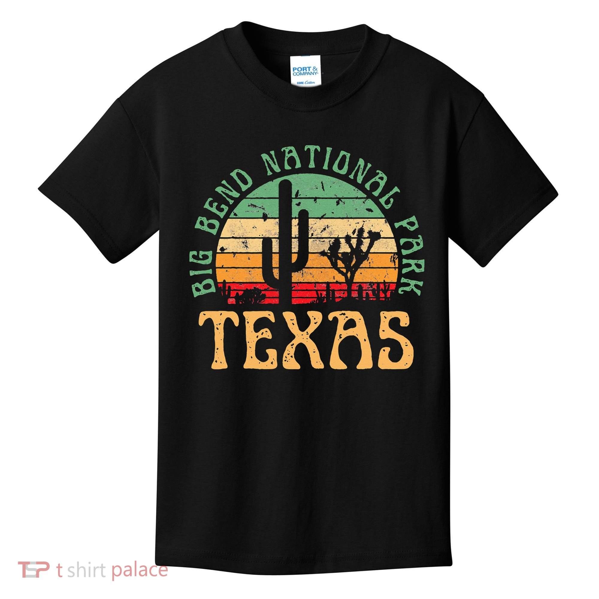 Big Bend National Park Texas Desert Hiking Retro Sunset Kids T-Shirt