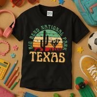 Big Bend National Park Texas Desert Hiking Retro Sunset Kids T-Shirt thumb 3