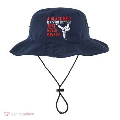 Black Belt Never Gave Up Karate Taekwondo Inspirational Gift Bucket Hat