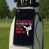 Black Belt Never Gave Up Karate Taekwondo Inspirational Gift Golf Towel thumb 2