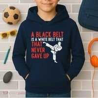 Black Belt Never Gave Up Karate Taekwondo Inspirational Gift Kids Hoodie thumb 2
