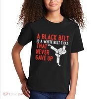 Black Belt Never Gave Up Karate Taekwondo Inspirational Gift Kids T-Shirt thumb 2