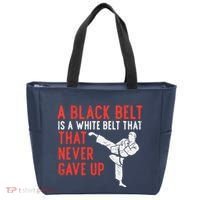 Black Belt Never Gave Up Karate Taekwondo Inspirational Gift Tote Bag thumb 0