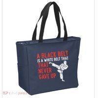 Black Belt Never Gave Up Karate Taekwondo Inspirational Gift Tote Bag thumb 2