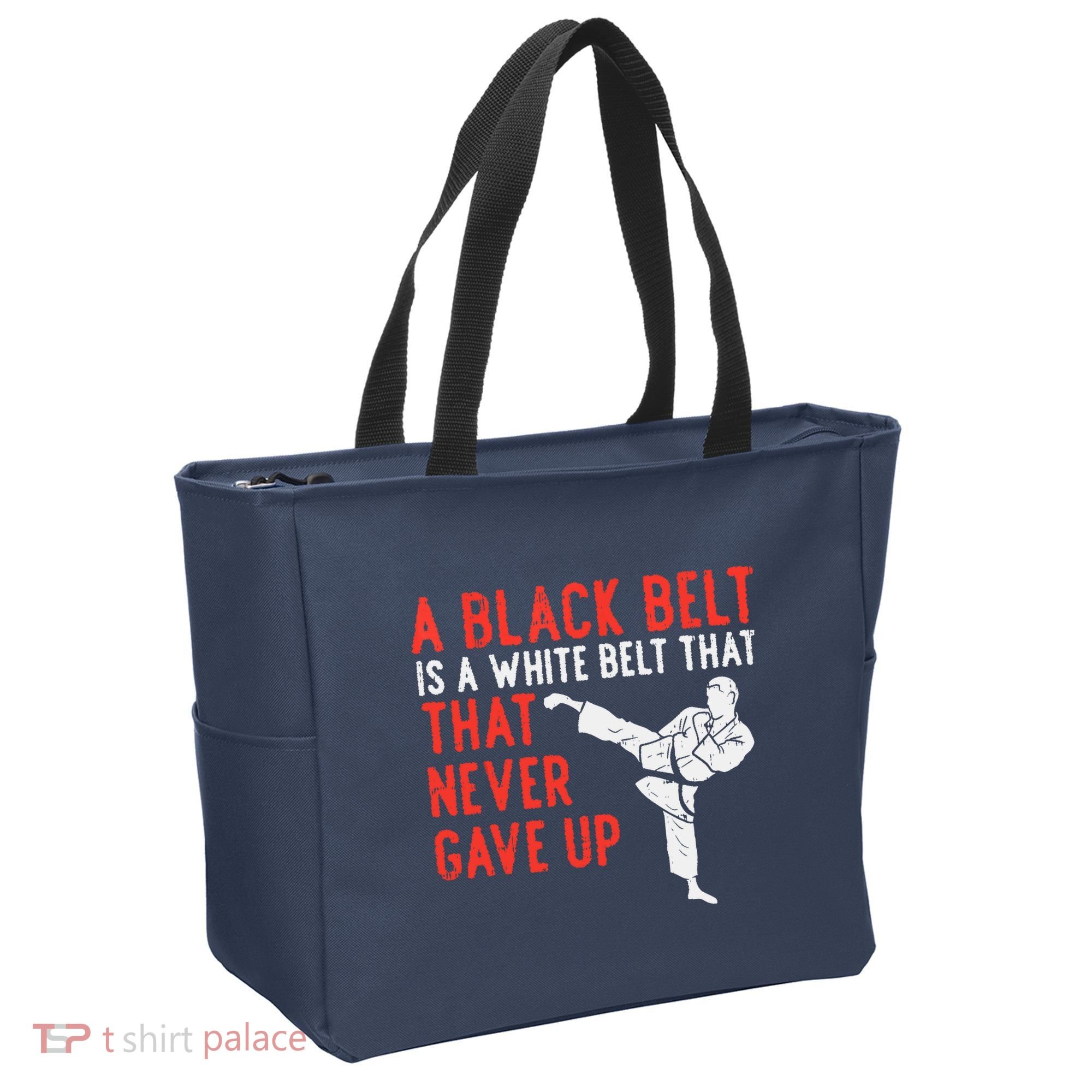 Black Belt Never Gave Up Karate Taekwondo Inspirational Gift Tote Bag