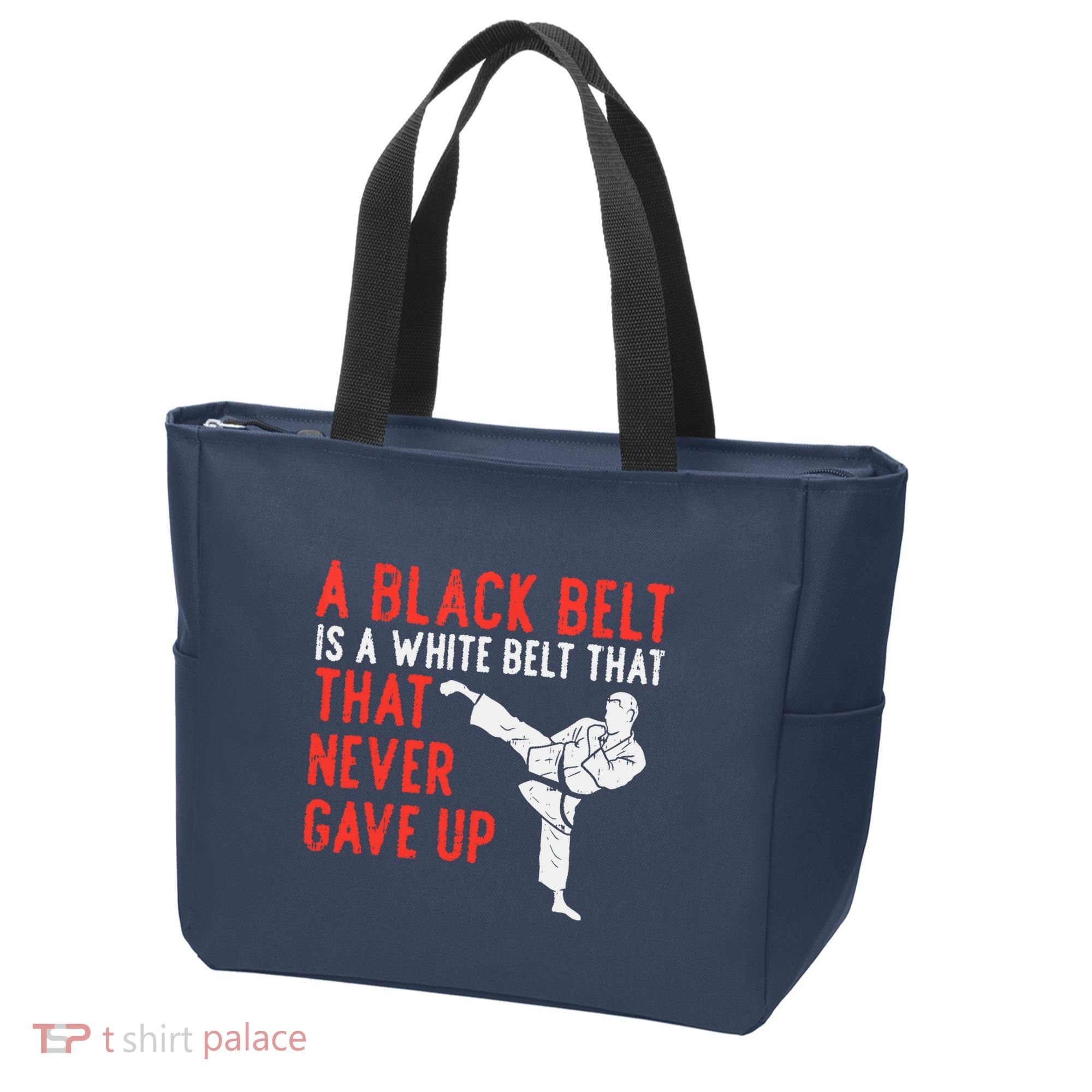 Black Belt Never Gave Up Karate Taekwondo Inspirational Gift Tote Bag