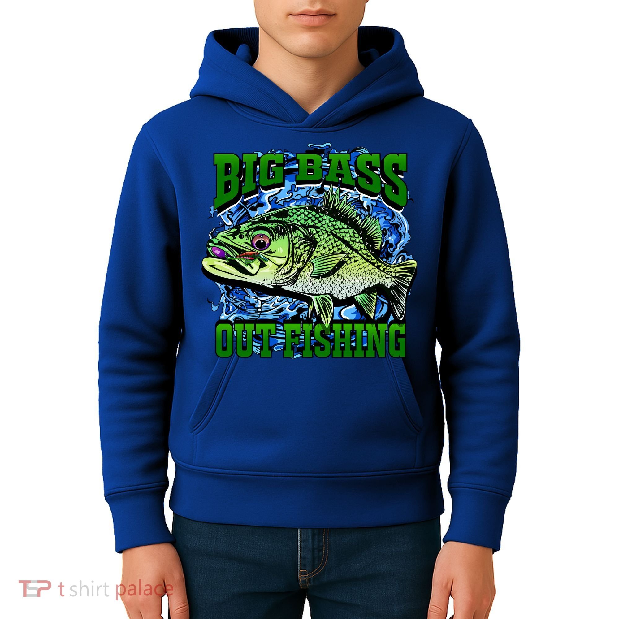 Big Bass Out Fishing Kids Hoodie