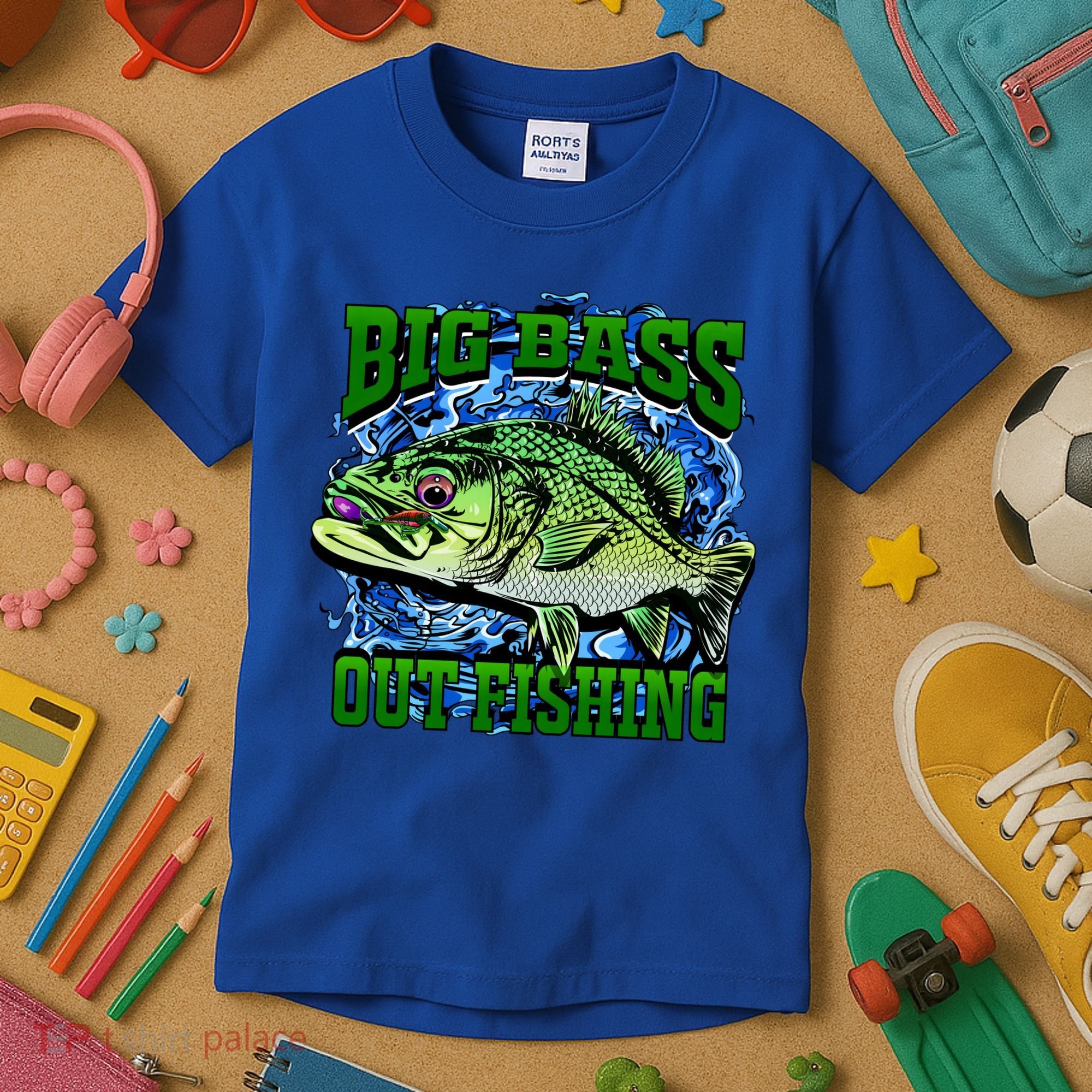 Big Bass Out Fishing Kids T-Shirt