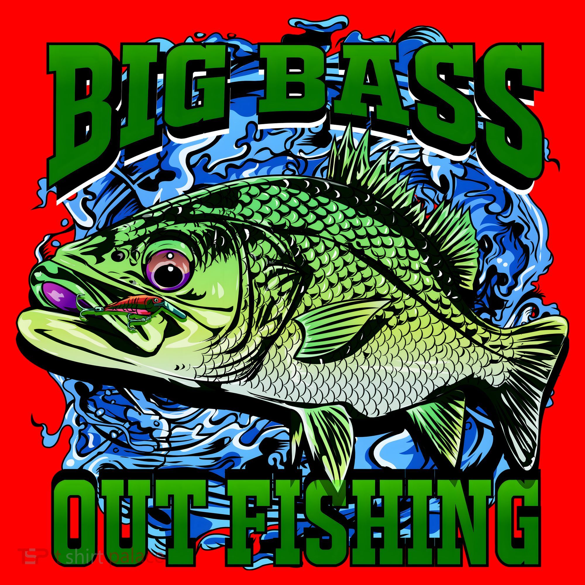 Big Bass Out Fishing Santa Hat