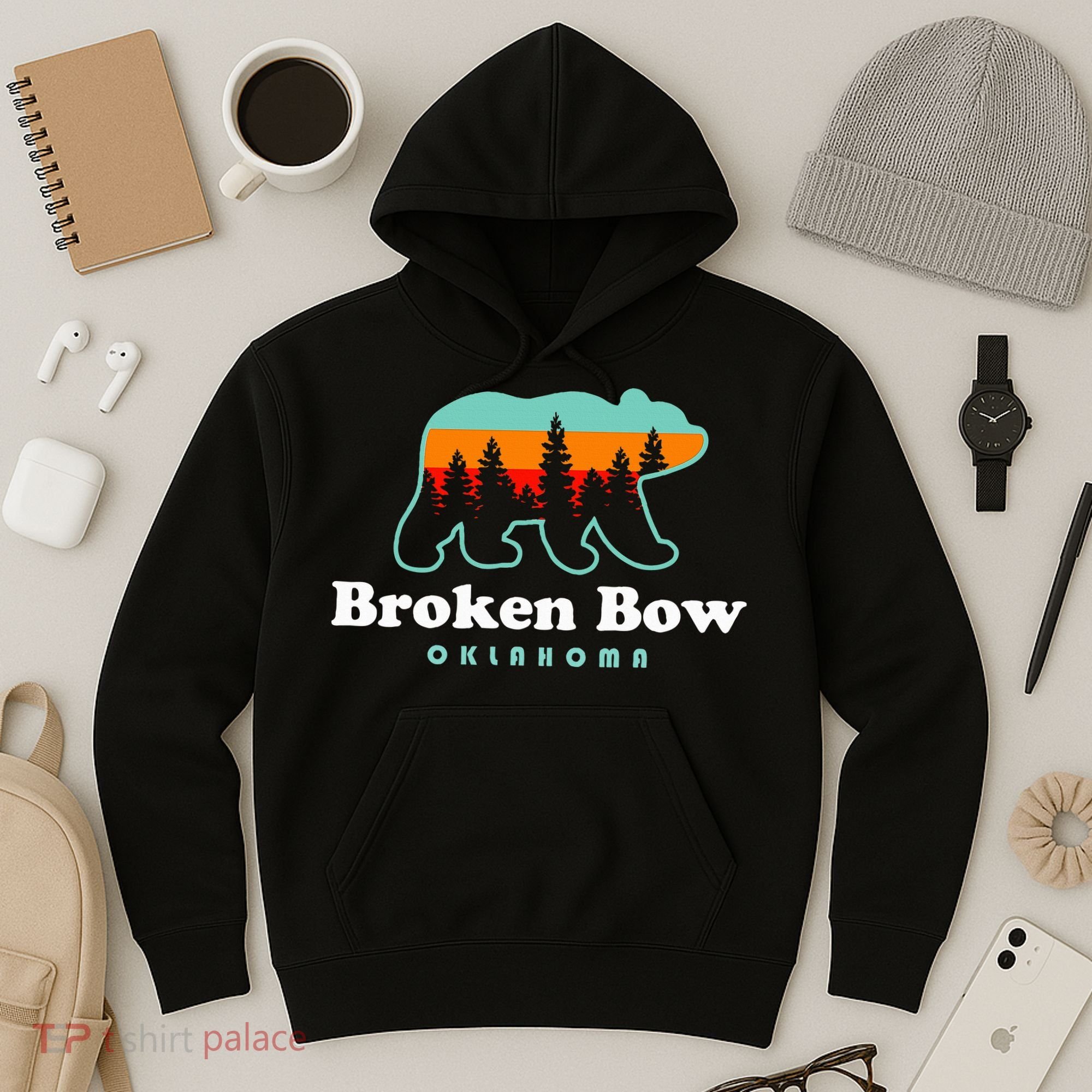 Broken Bow Oklahoma Lake Outdoors Bear Hoodie
