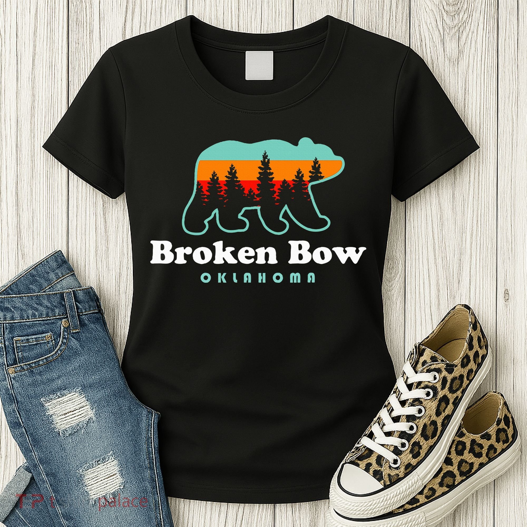 Broken Bow Oklahoma Lake Outdoors Bear Women's T-Shirt