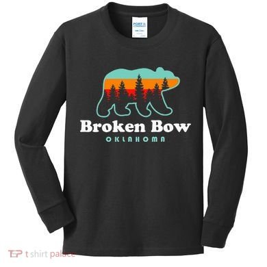Broken Bow Oklahoma Lake Outdoors Bear Kids Long Sleeve Shirt
