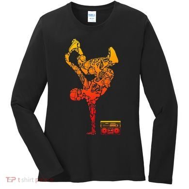 Breakdancing Boombox One Hand Freeze Hip Hop Breaking Women's Long Sleeve Shirt