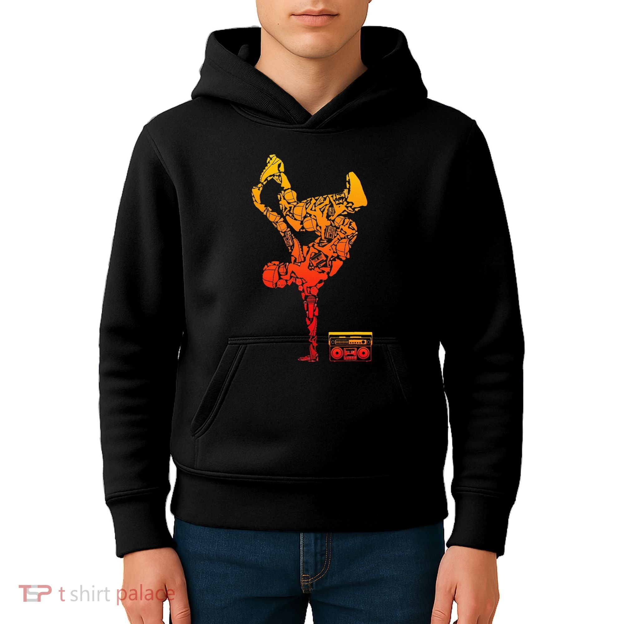 Breakdancing Boombox One Hand Freeze Hip Hop Breaking Kids Hoodie