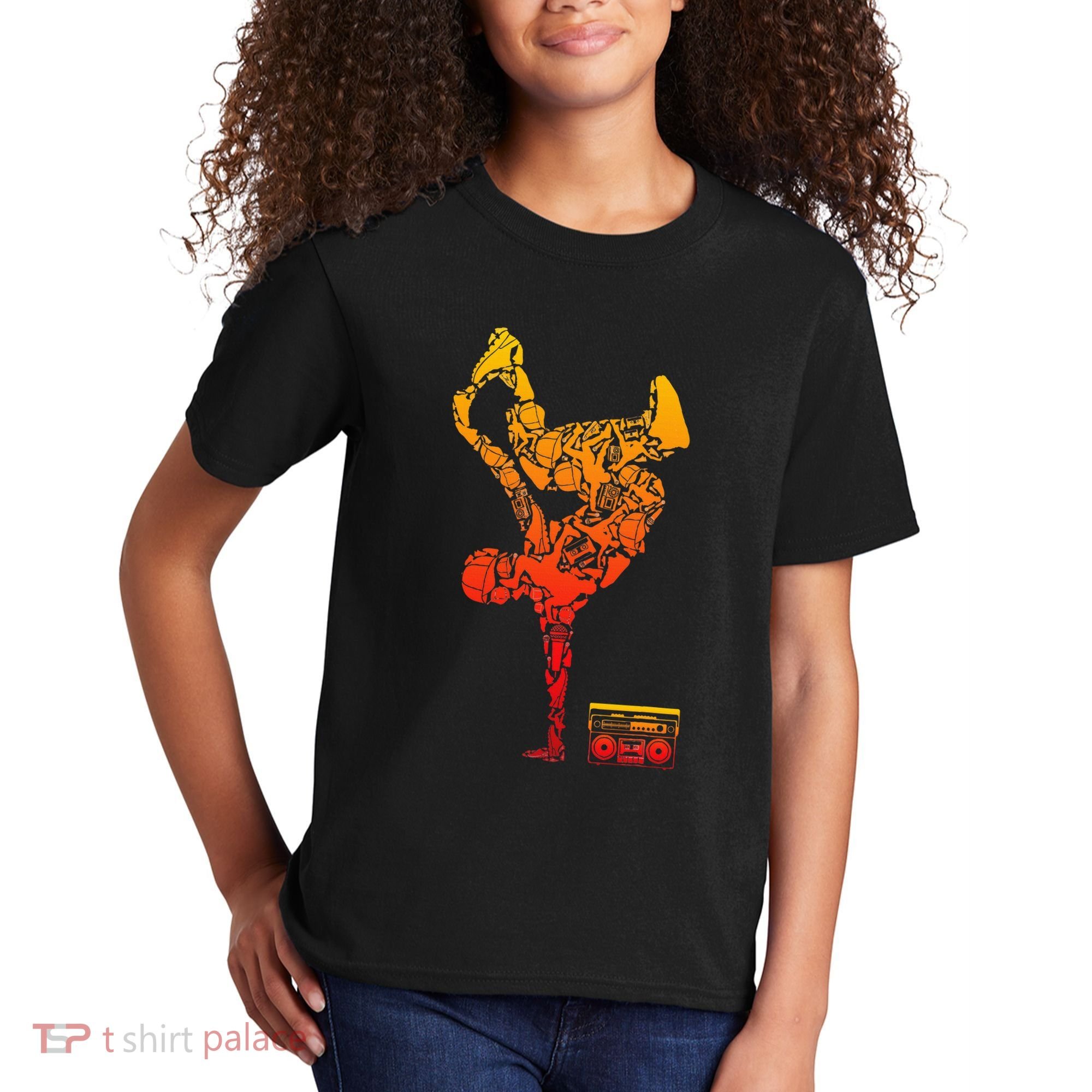 Breakdancing Boombox One Hand Freeze Hip Hop Breaking Kids T-Shirt