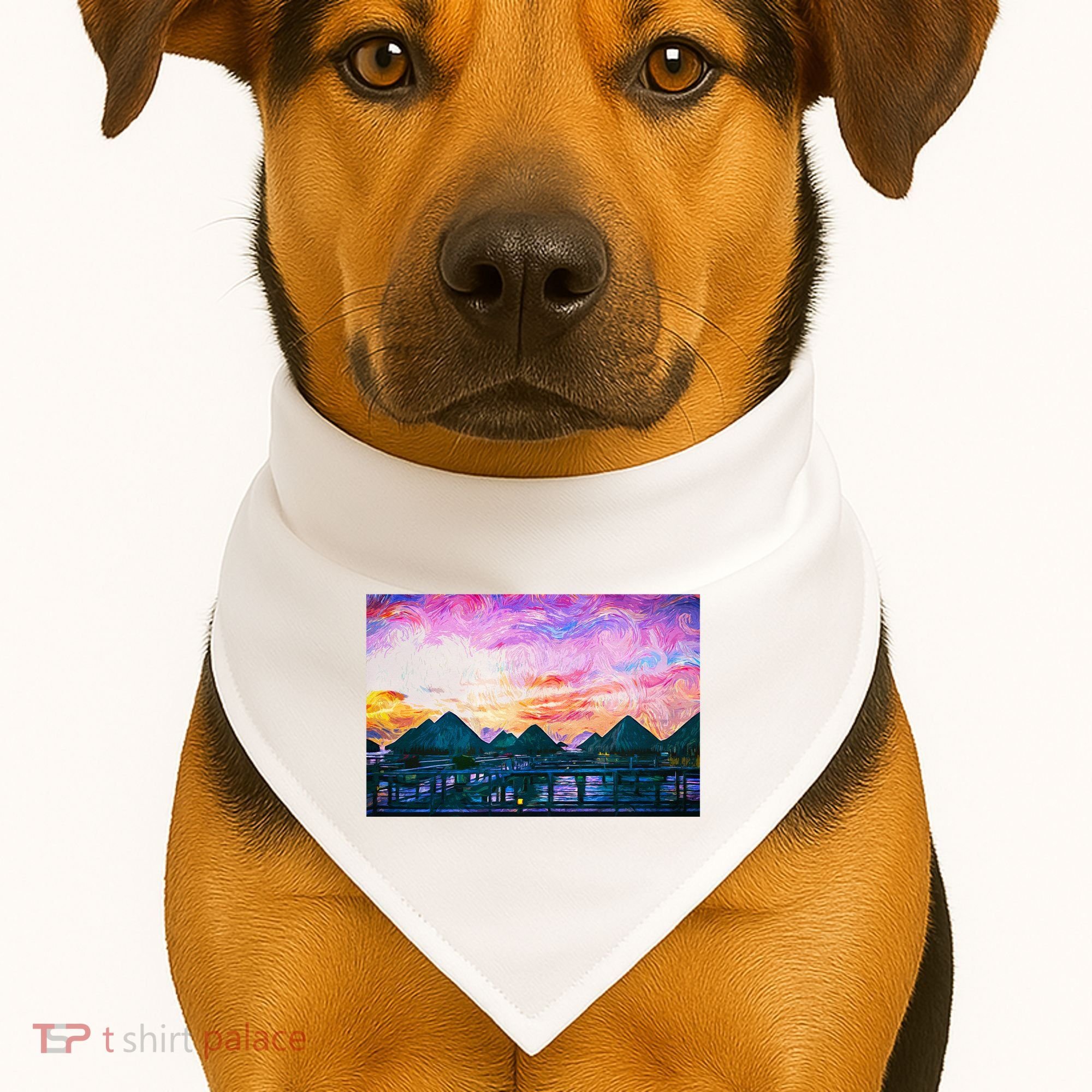 Bora Bora Oceania Oil Paint USA-Made Doggie Bandana