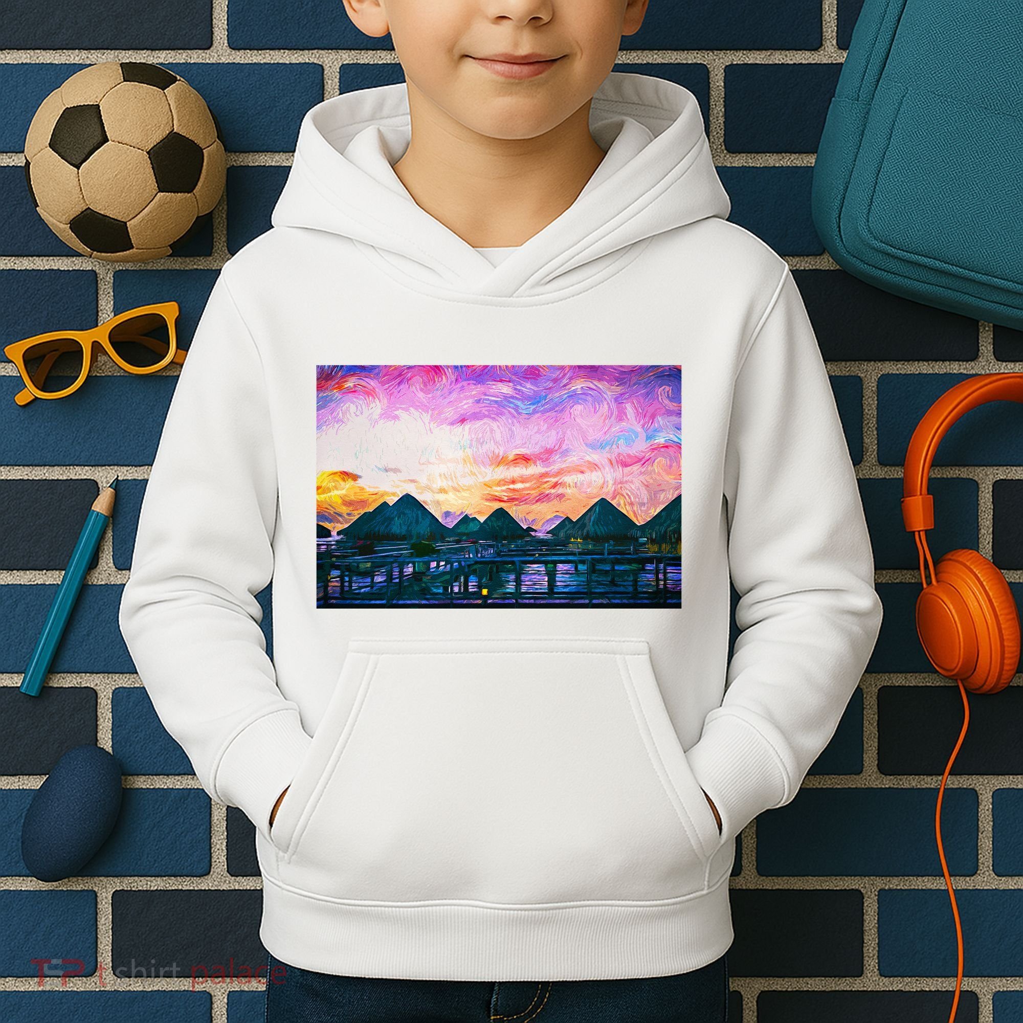 Bora Bora Oceania Oil Paint Kids Hoodie