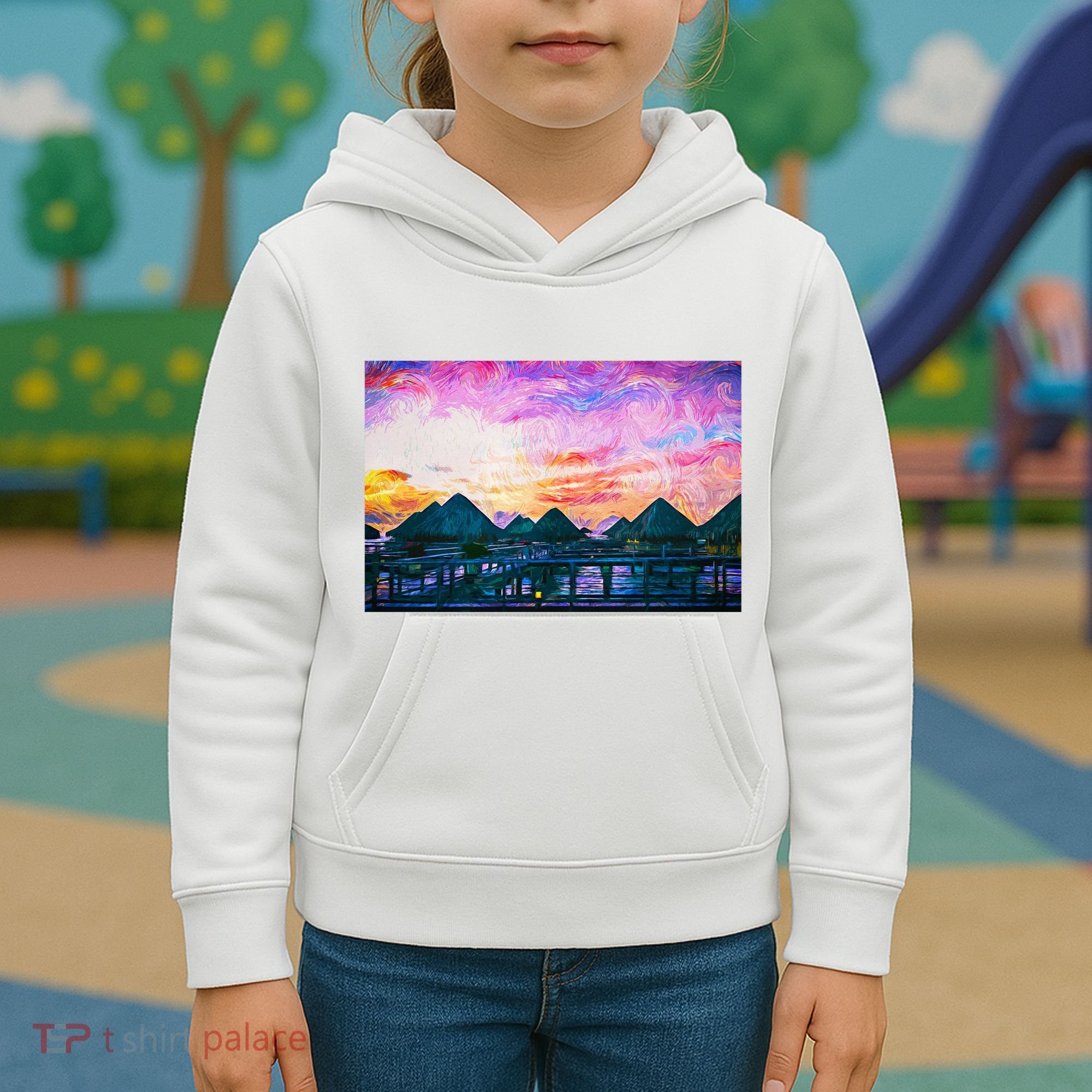 Bora Bora Oceania Oil Paint Kids Hoodie