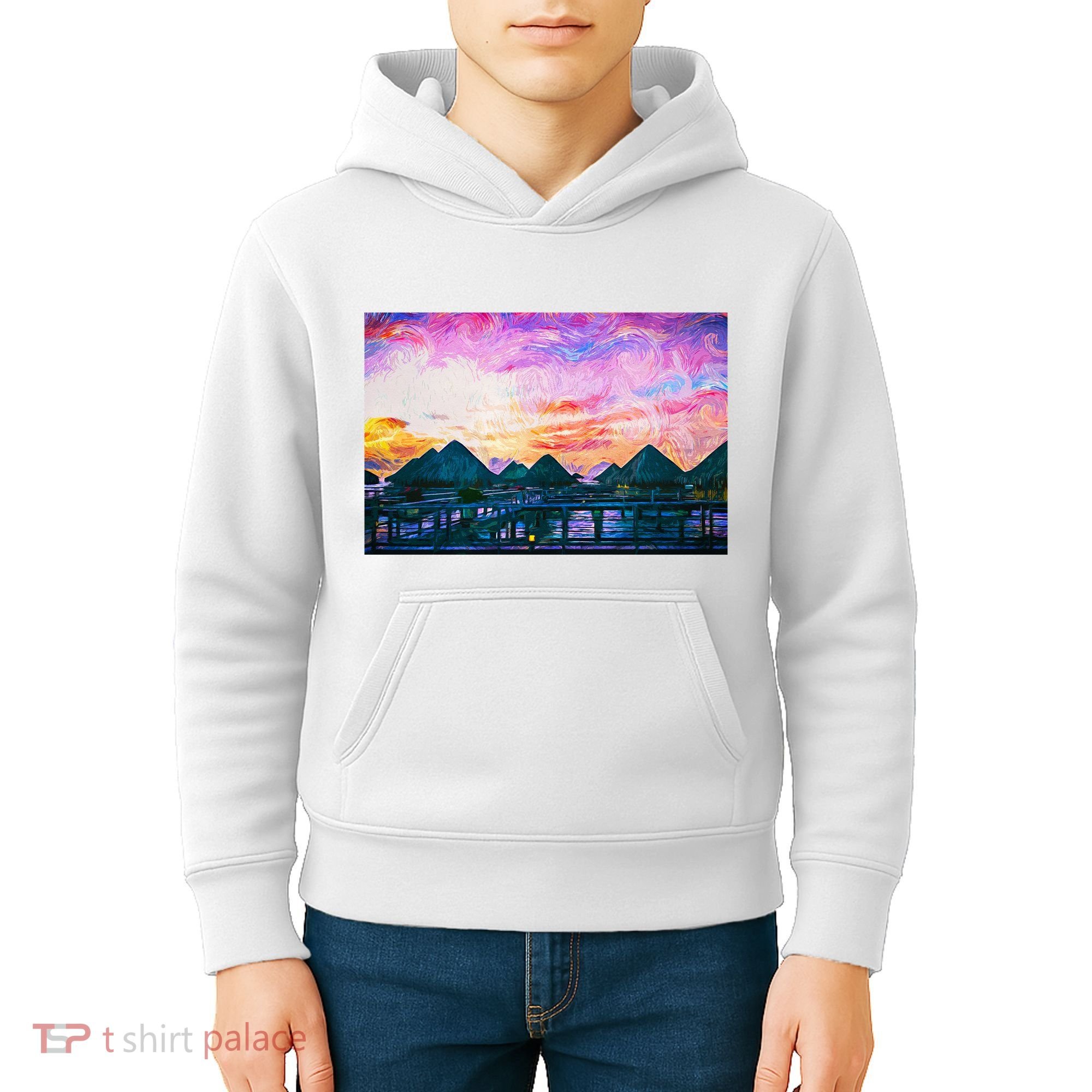 Bora Bora Oceania Oil Paint Kids Hoodie