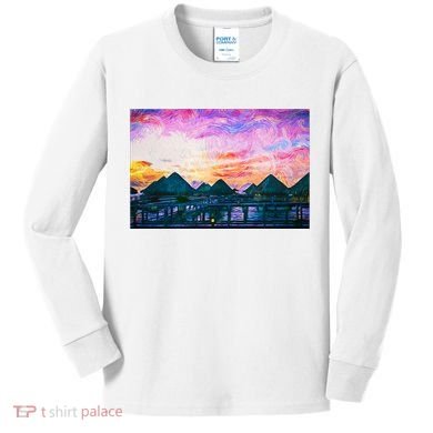 Bora Bora Oceania Oil Paint Kids Long Sleeve Shirt